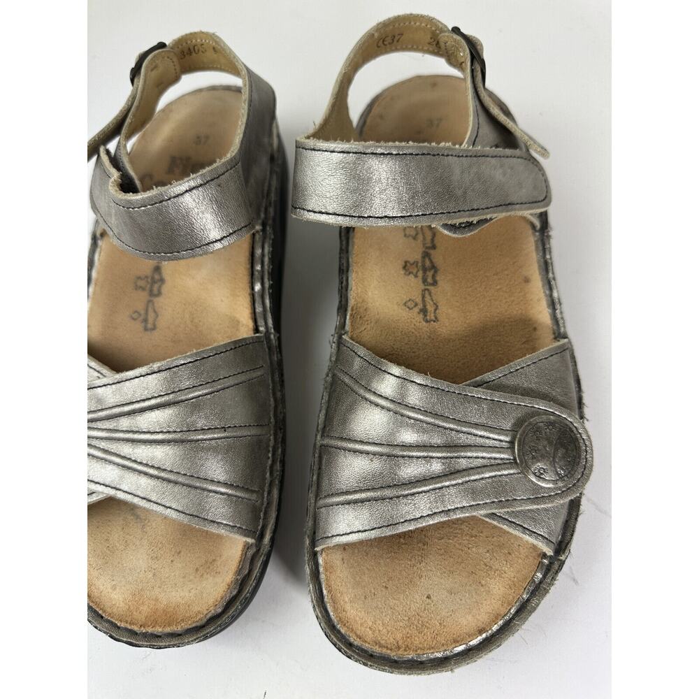 Finn Comfort Sausalito Silver Metallic Leather Slingback Sandals EU 37 US 6.5 7 - Picture 7 of 11